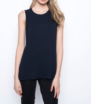 Curved Hem Tank Navy