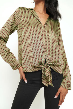 Tie Front Blouse | Olive