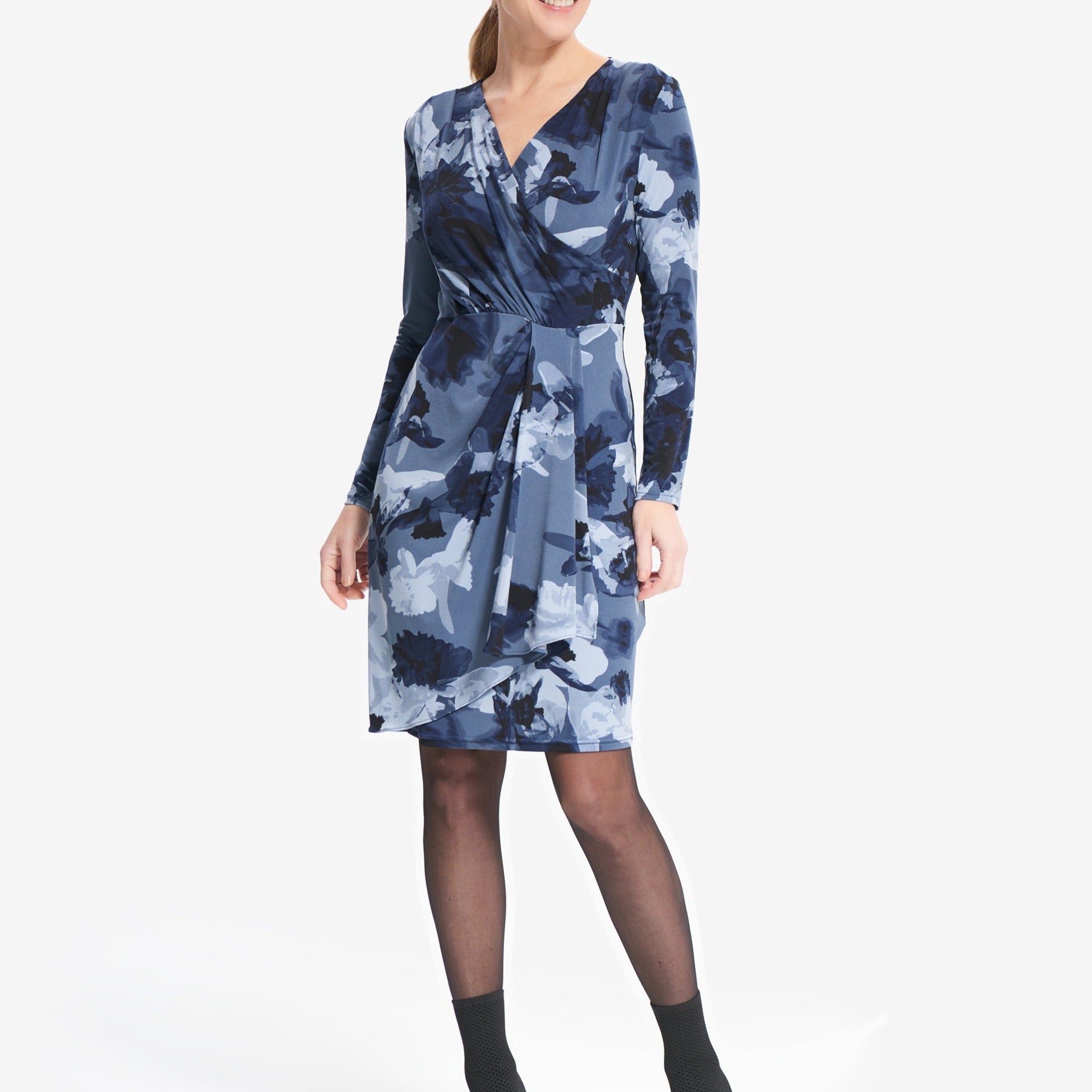Long Sleeve Floral Wrap Dress 