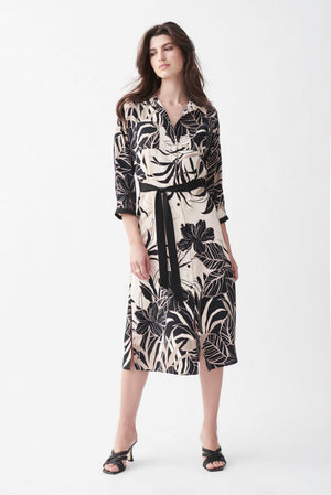 Button Up Tropical Print Dress