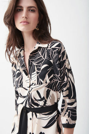 Button Up Tropical Print Dress