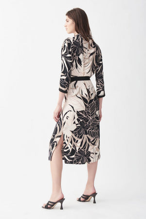 Button Up Tropical Print Dress