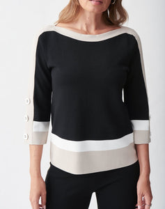 3/4 Sleeve Boat Neck Top