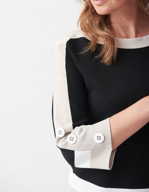 3/4 Sleeve Boat Neck Top