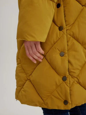 Long Quilted Jacket | Dijon
