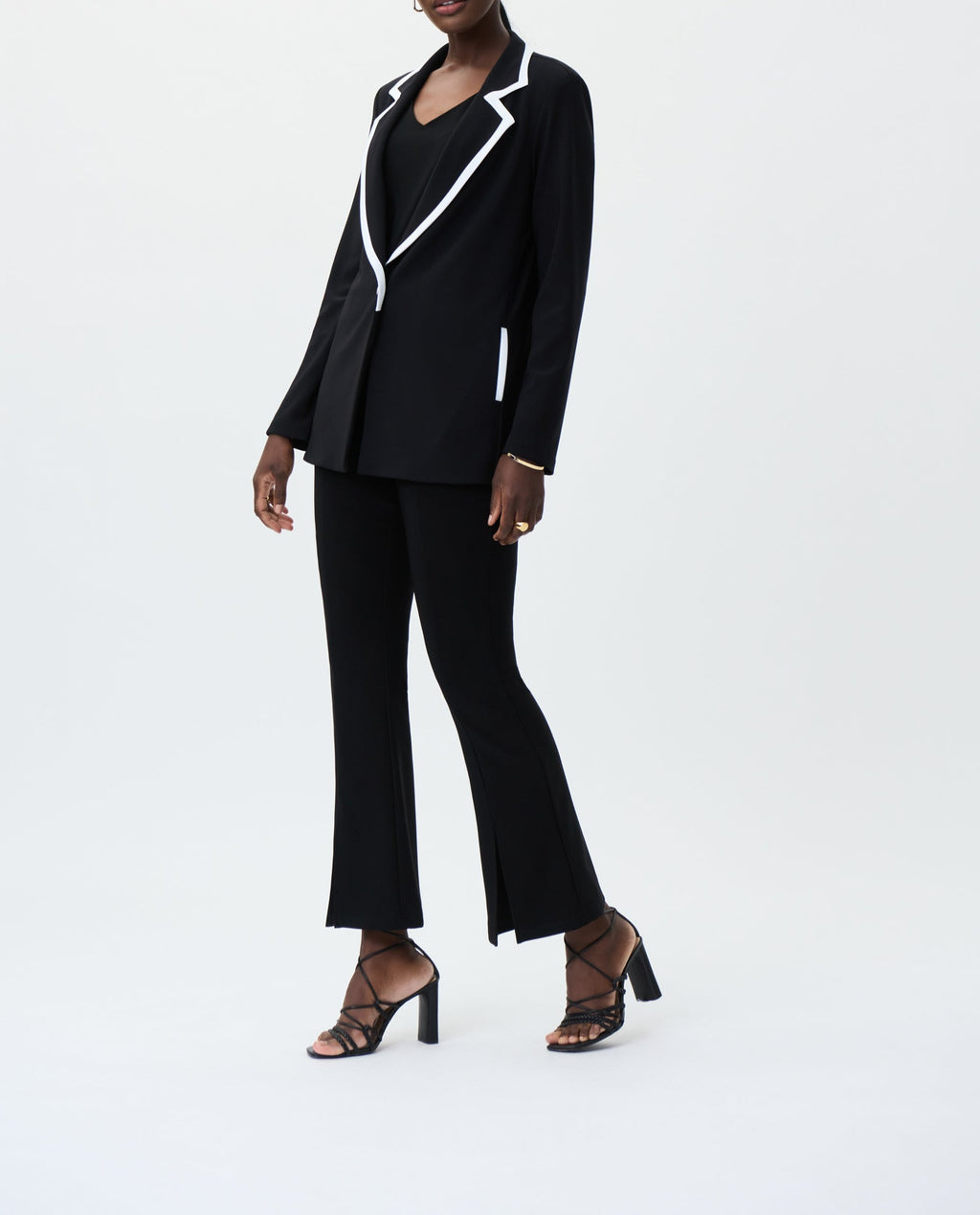 Blazer with White Piping | Black/Vanilla