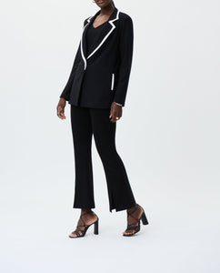 Blazer with White Piping | Black/Vanilla