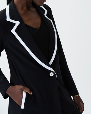 Blazer with White Piping | Black/Vanilla