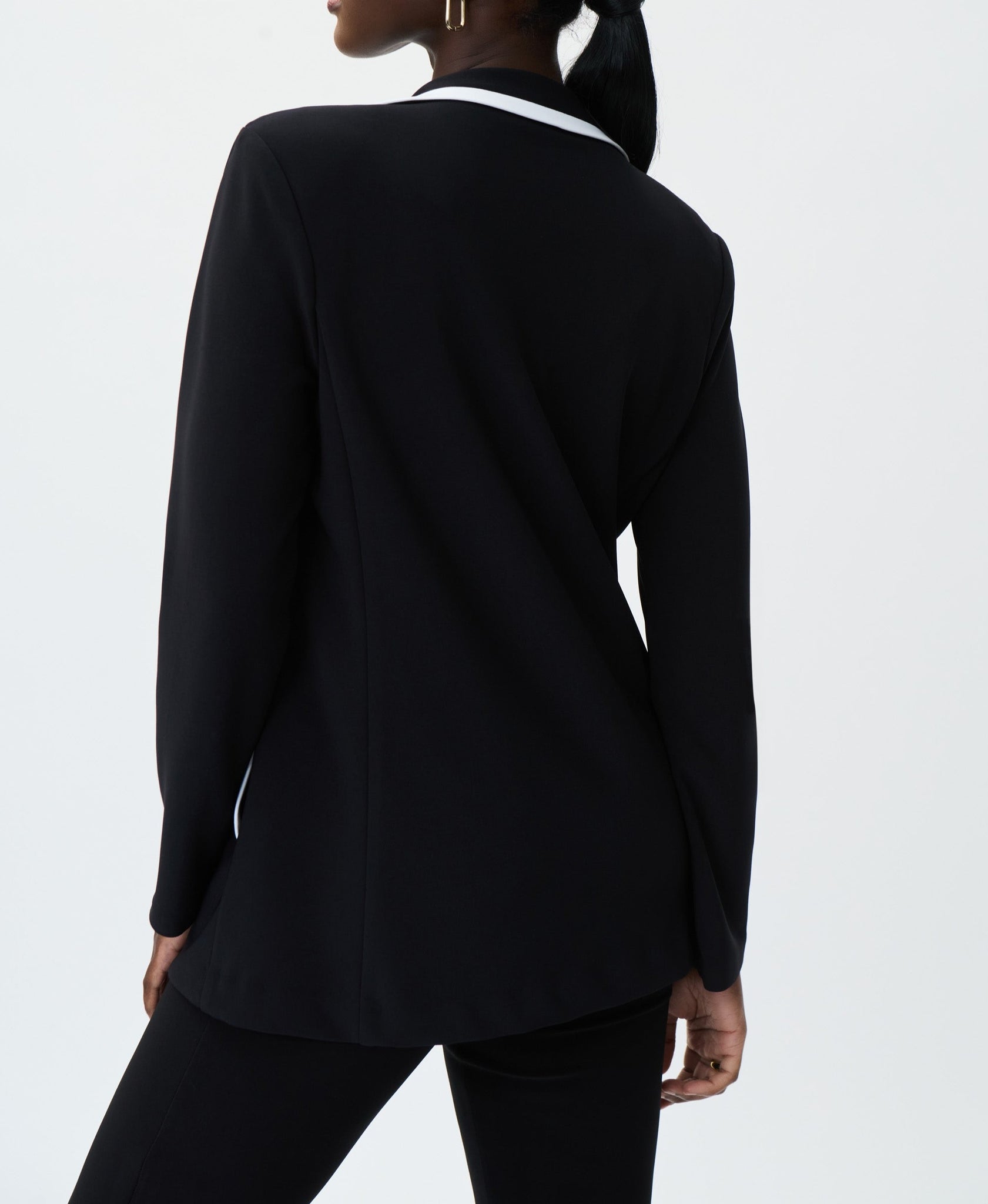 Blazer with White Piping | Black/Vanilla