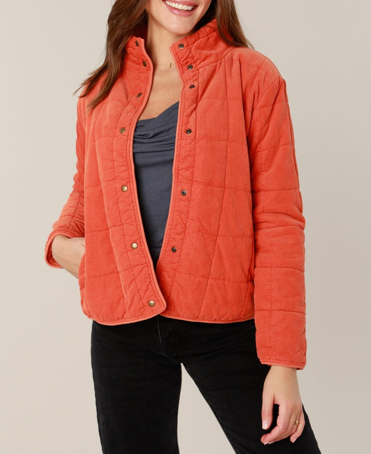 Long Sleeve Quilted Button Up Jacket | Mododoc
