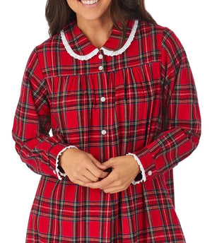 Tartan Peter Pan Flannel Gown | Red