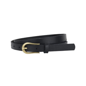 Basic Skinny Leather Belt with Equestrian Buckle