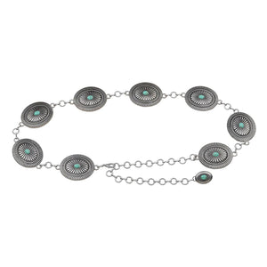Western Silver Turquoise Concho Chain Belt