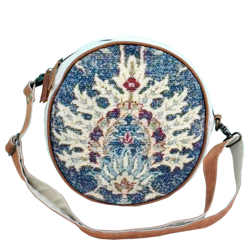 Round Canvas & Recycled Fabric Bag