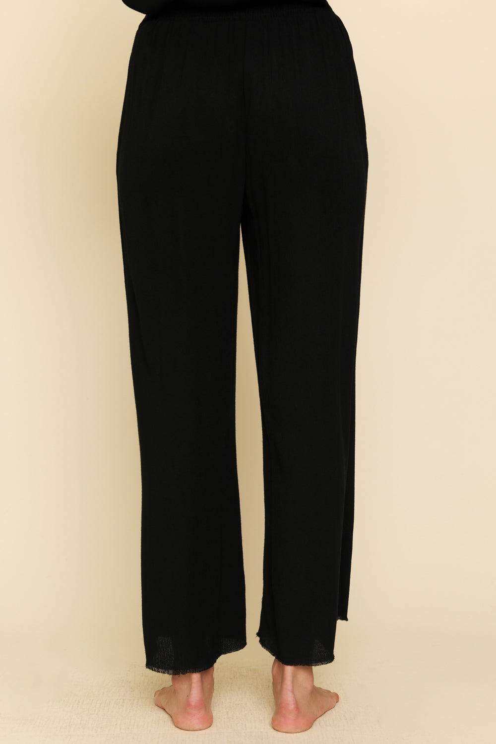 FRAYED STRAIGHT PANTS | Black 