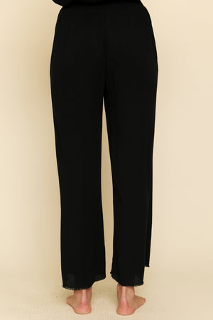 FRAYED STRAIGHT PANTS | Black 