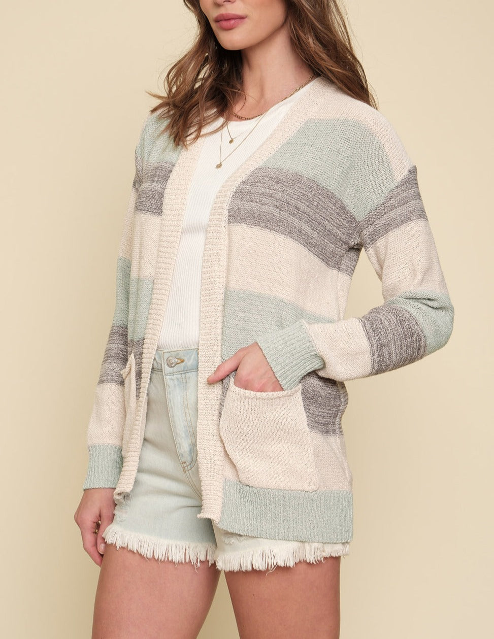 Open Sweater Cardigan | Multi 