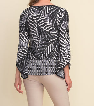 Bell Sleeve Palm Print Top