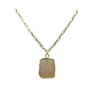 Electroform Pendant on Gold Fill Link Chain: Pink Druzy