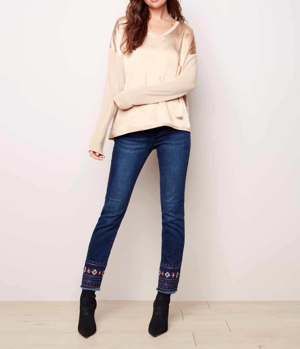 Satin Jersey Knit Top