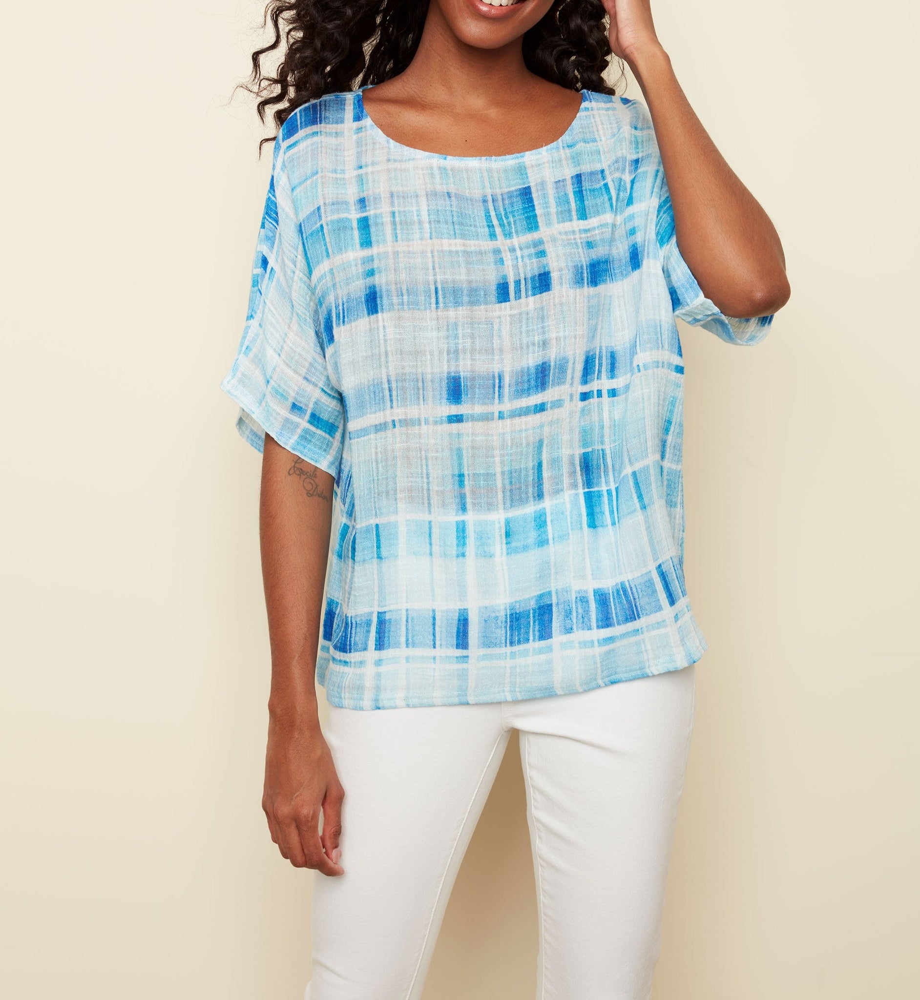 Cotton Gauze Dolman Blouse | Cobalt
