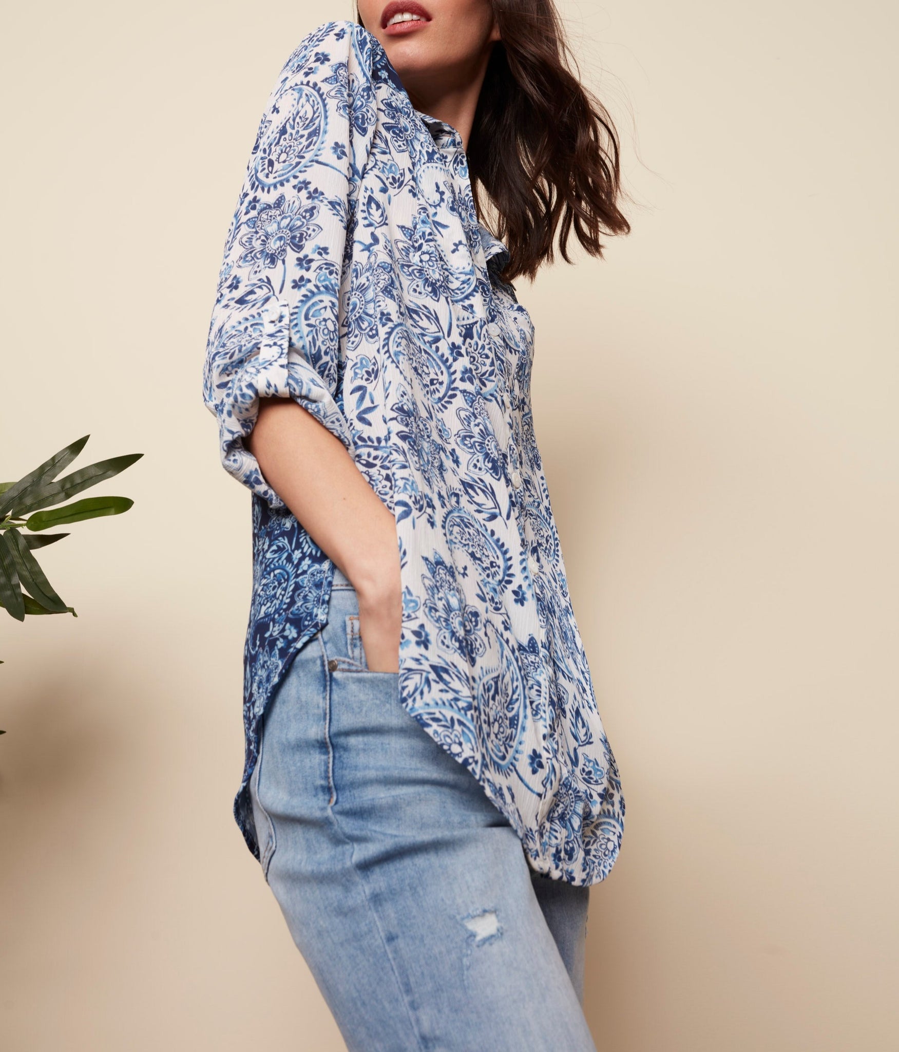 Printed Crinkle Blouse
