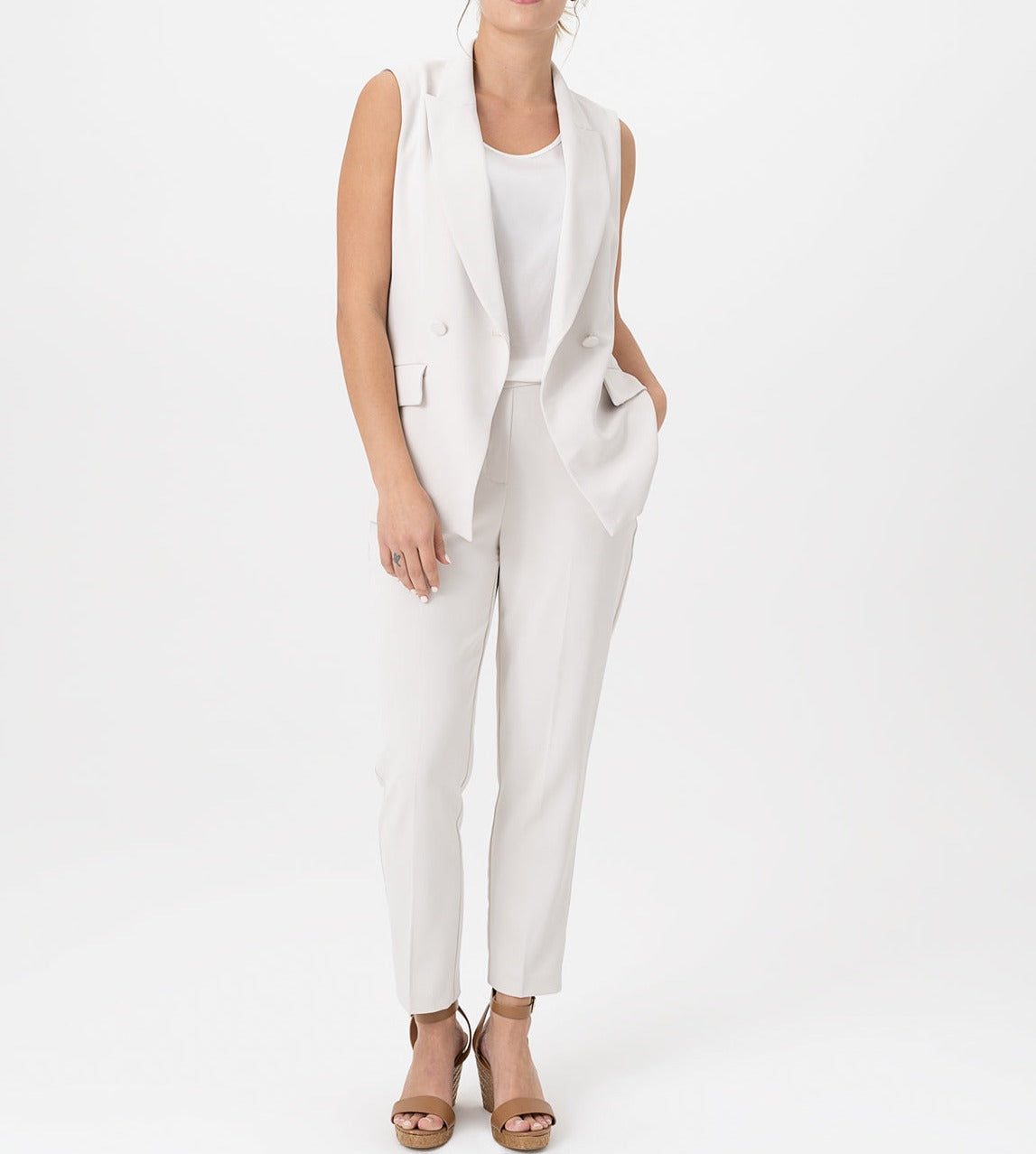 Button Front Vest | Cloud