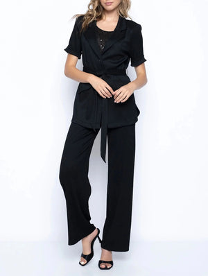 Pull on wide leg pants | Black