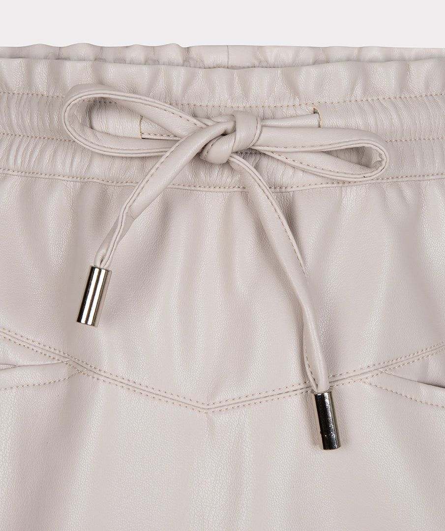 Faux Leather Skirt | Stone