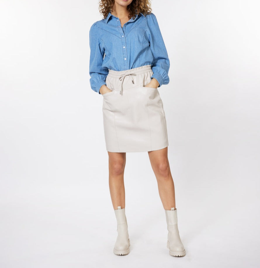 Faux Leather Skirt | Stone