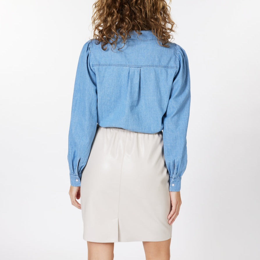 Faux Leather Skirt | Stone