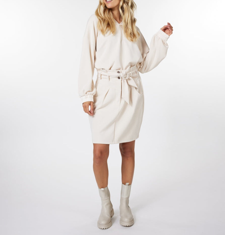 High Waisted Belt Skirt | Natural