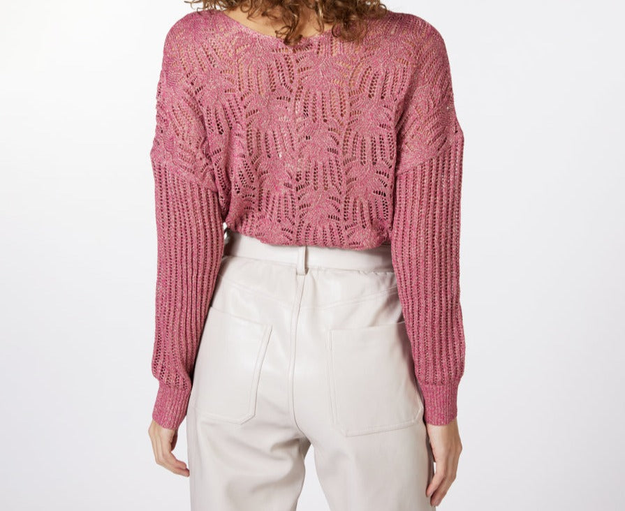 Open Knit Sweater With Lurex | Pink