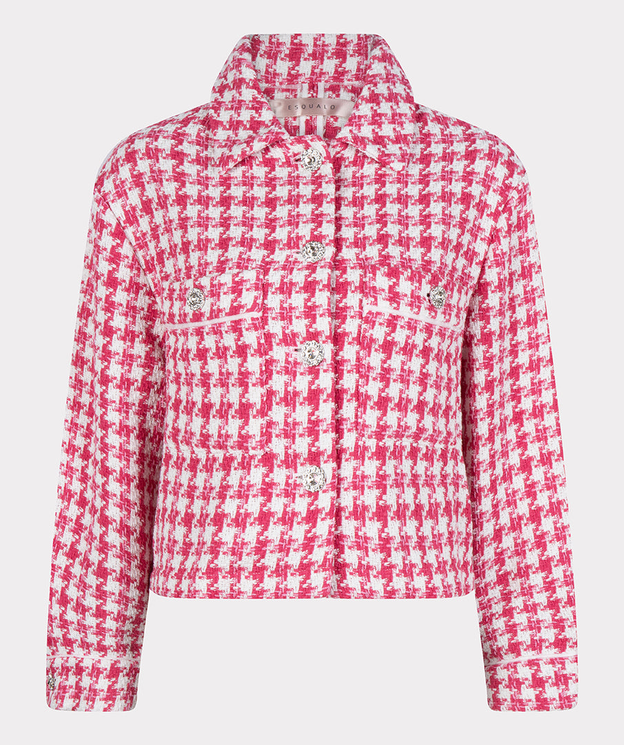 Houndstooth Short Jacket | Pink
