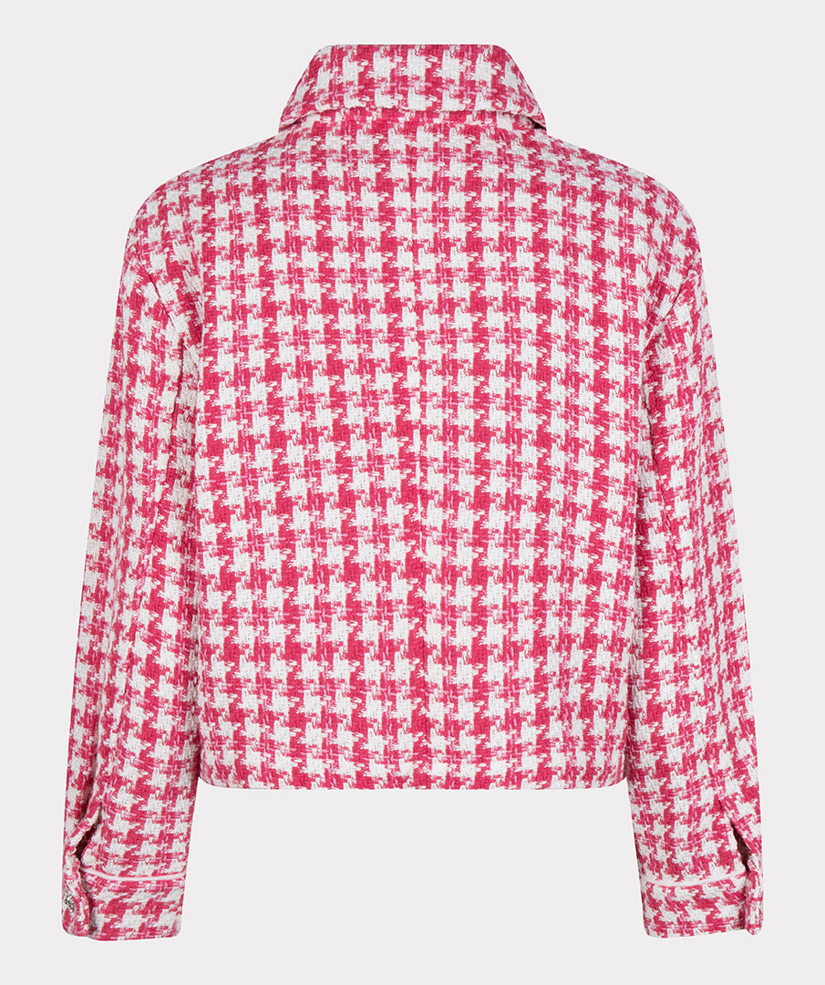 Houndstooth Short Jacket | Pink