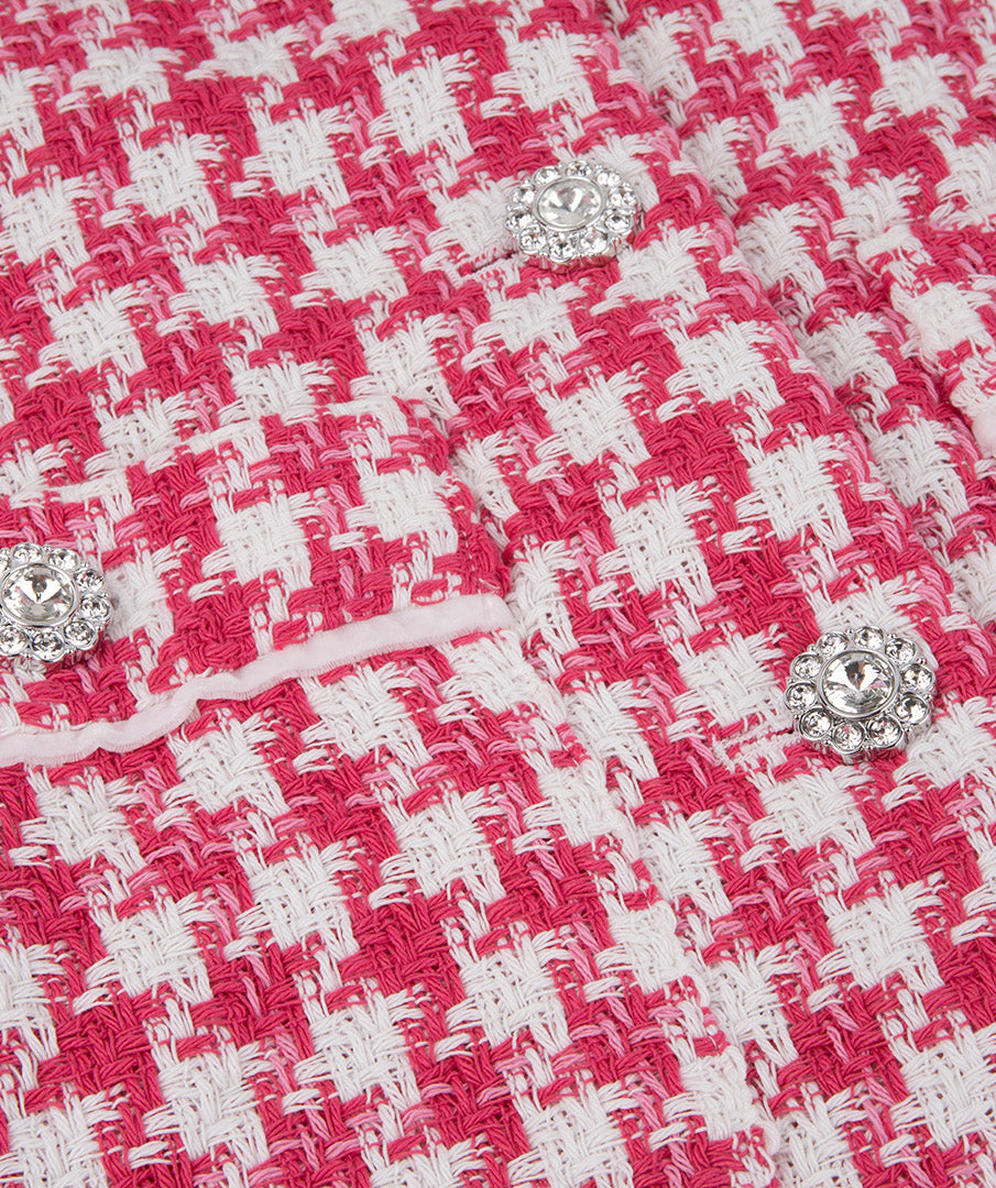 Houndstooth Short Jacket | Pink
