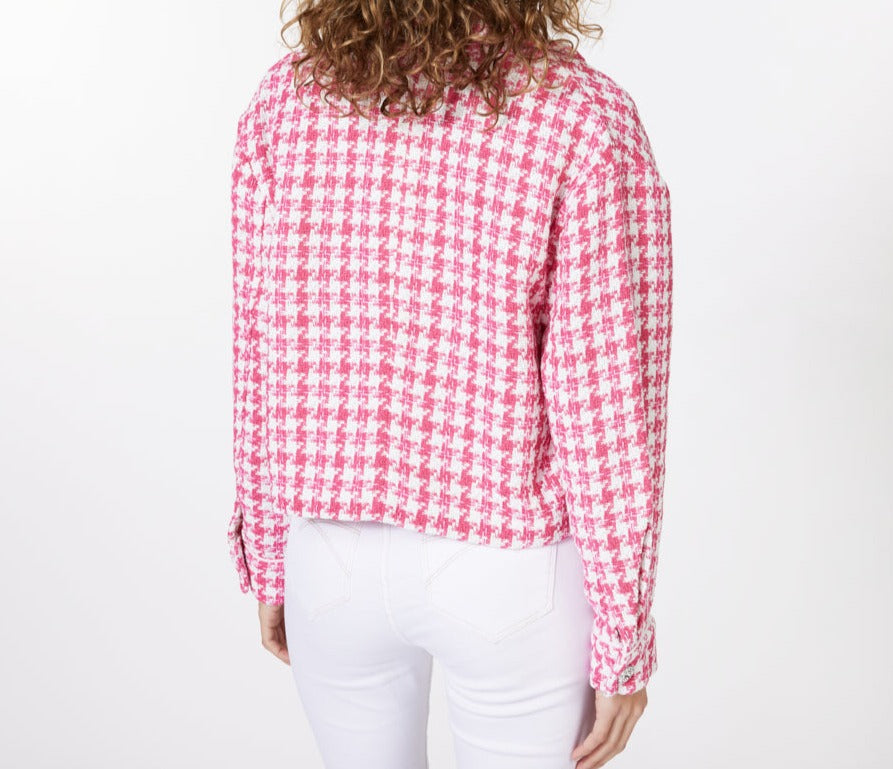 Houndstooth Short Jacket | Pink