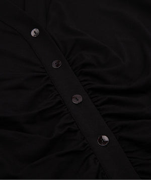 Ruched Button up Blouse | Black