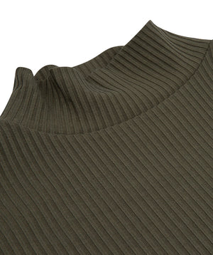 Ribbed Mock Neck Top | Leaf Green