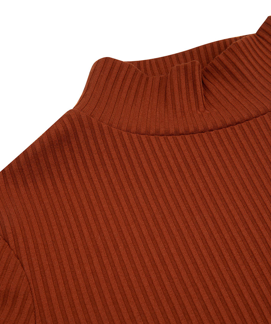 Ribbed Mock Neck Top |  Copper