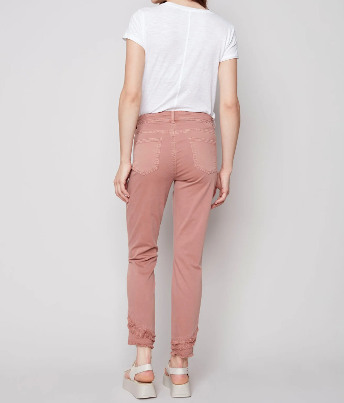 Frayed Hem Twill Pants | Nougat