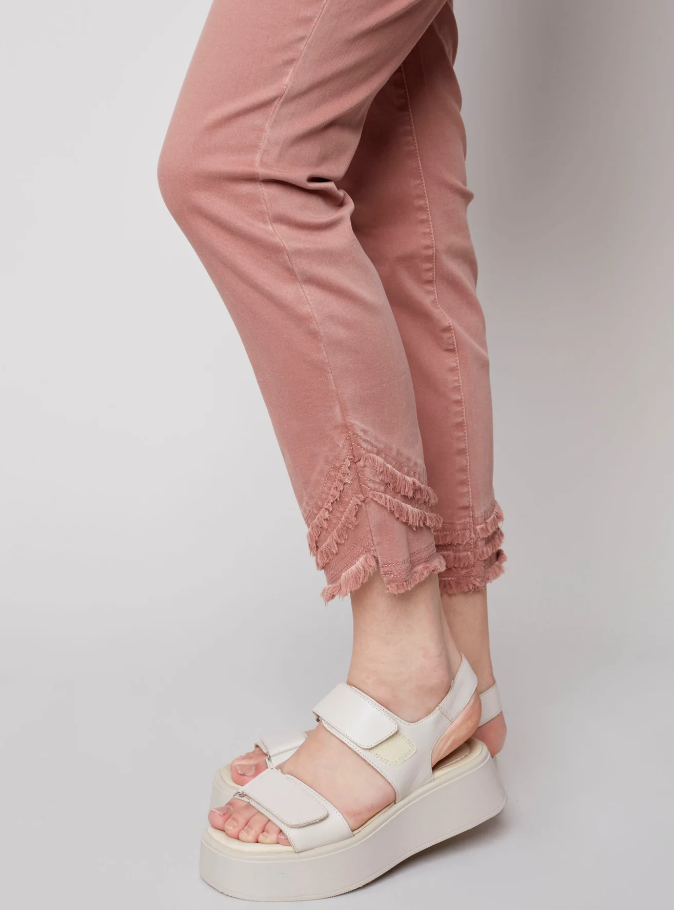Frayed Hem Twill Pants | Nougat