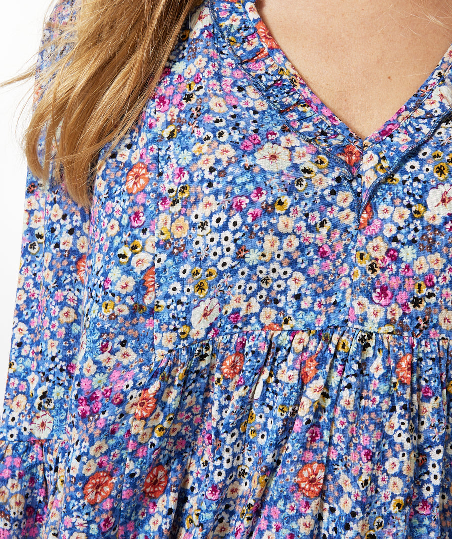 3/4 Flutter Sleeve Blouse | Print
