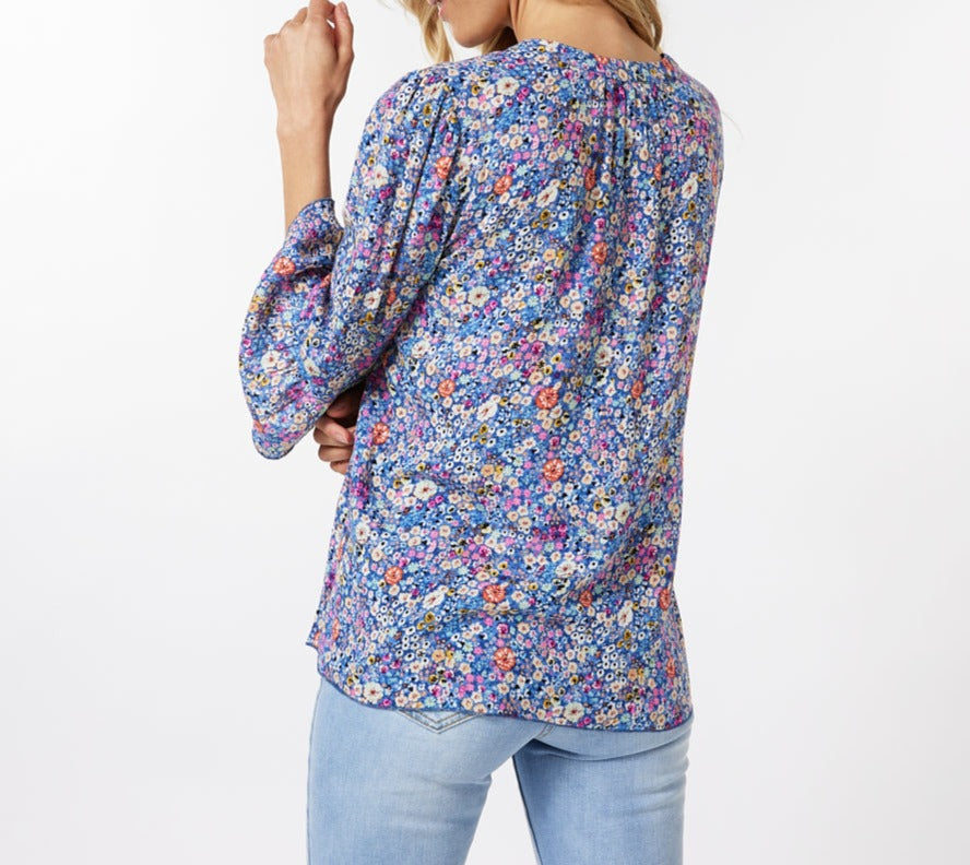 3/4 Flutter Sleeve Blouse | Print