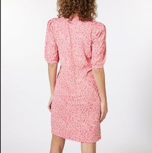 Puff Sleeve Knit Dress | Pink Print