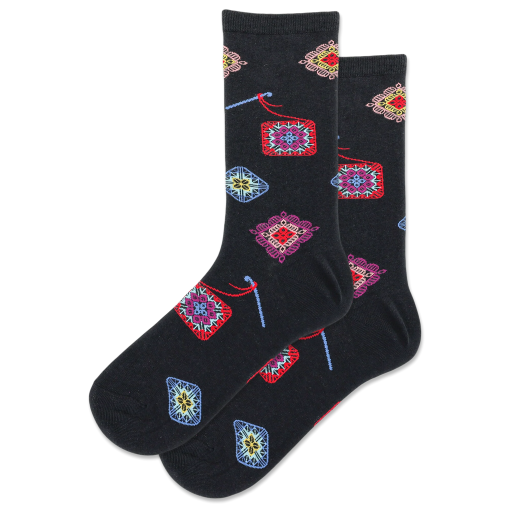 Women's Granny Square Socks | Black