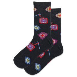 Women's Granny Square Socks | Black