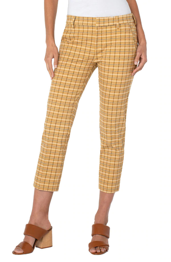 Kelsey Trouser with Side Slit Gold/Navy | Liverpool Jeans Co. 