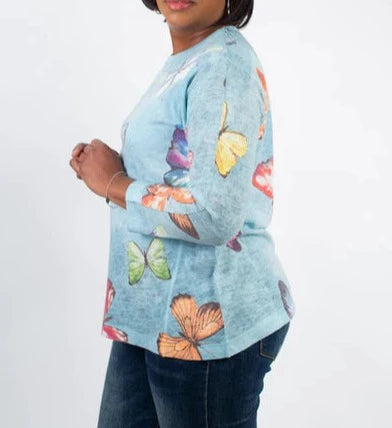 Butterfly Print shirt | Blue 