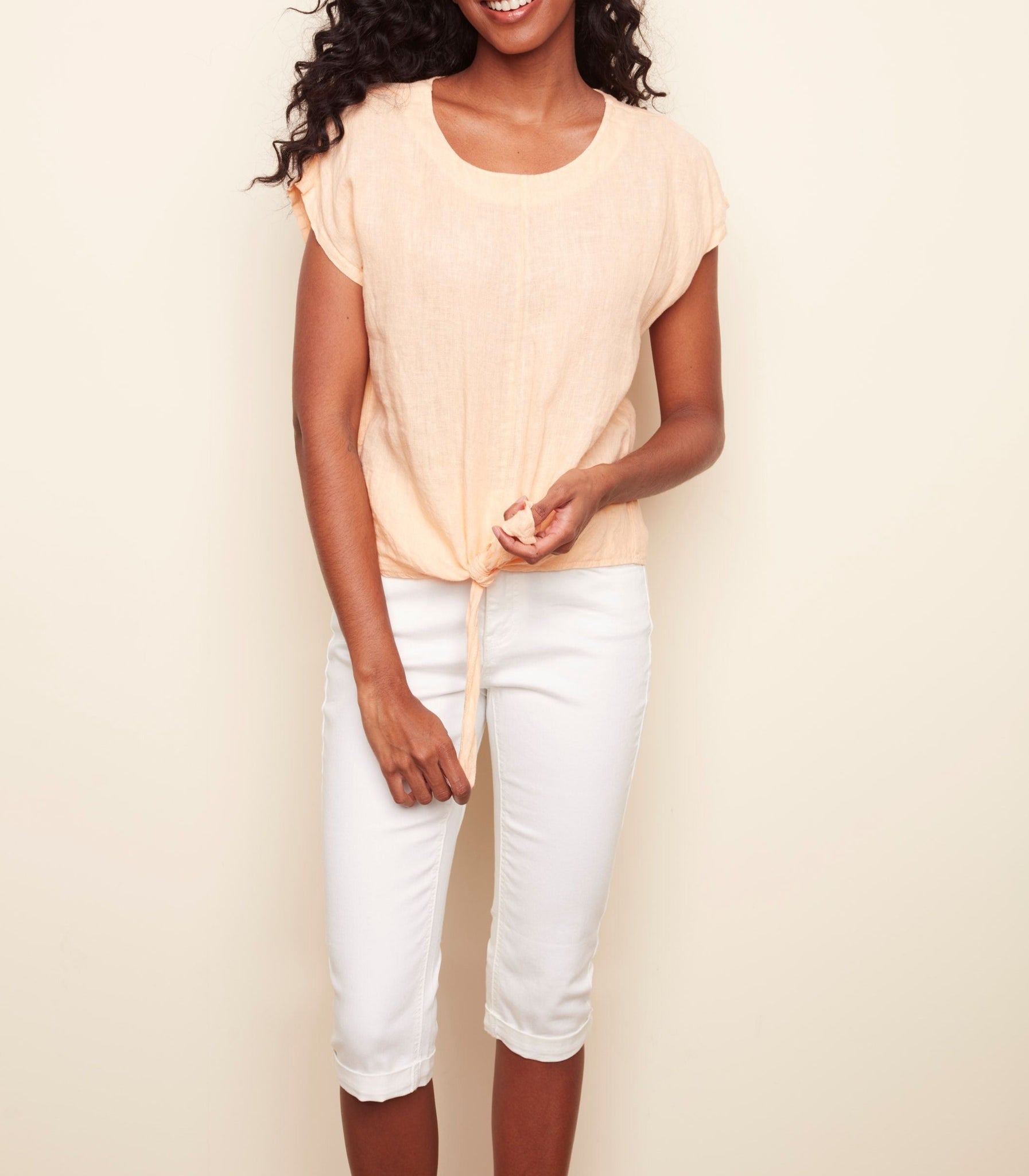 Linen Tie Front Blouse | Charlie B